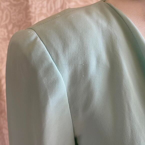 Zara Baby Blue Office Siren Open Front Drape Lapel Blazer Zipper Detail Size XS - Picture 6 of 8